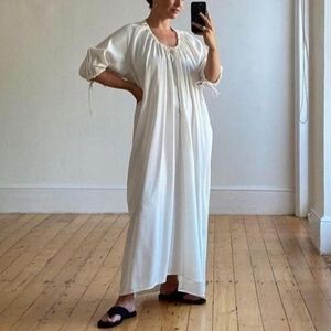 COS Minimalist Drawstring Kaftan Style Dress Quiet Luxury Clean Girl Size 8
